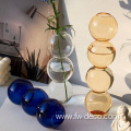 Conjoined transparent round glass vase flower